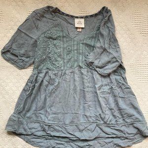 Knox Rose dusty light blue babydoll top